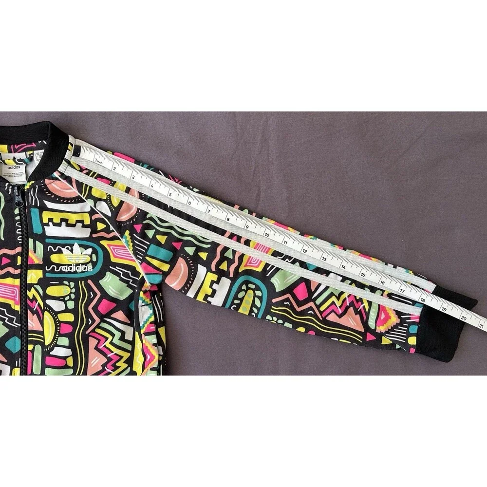 Adidas Girls XS Multicolor Geometric Full-Zip Track Jacket, Long Sleeve NWOT